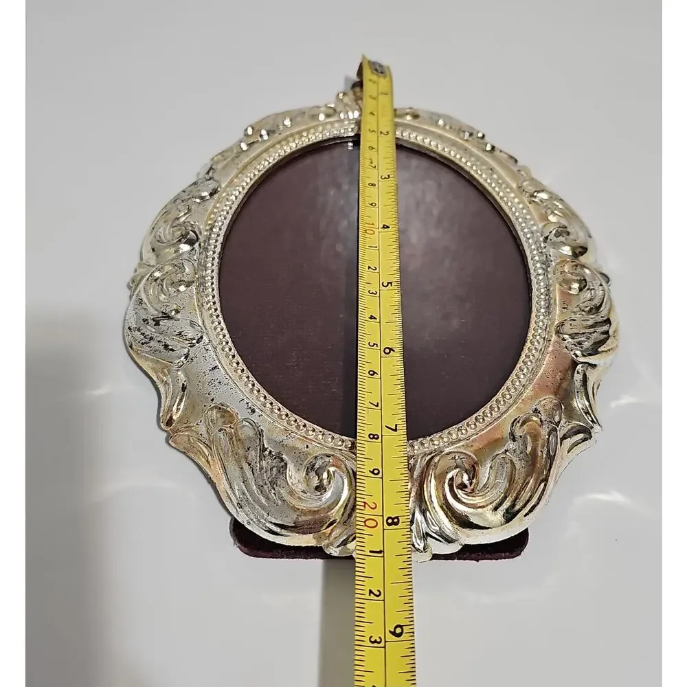 Vintage Teleflora Silver Plated Oval Photo Frame Ornate Rococo Baroque Coquette